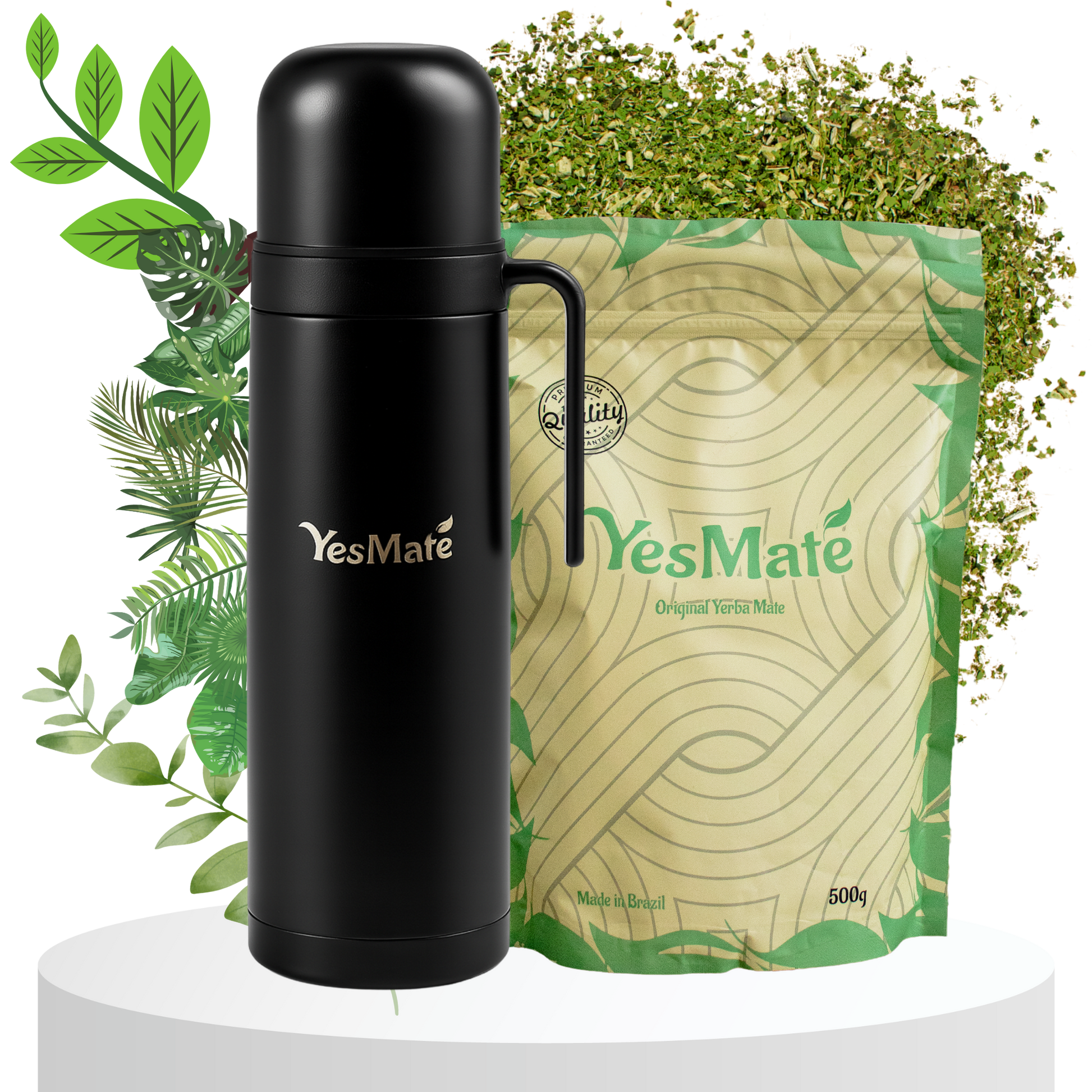 YesMate 1L Thermos Flask + 500g Yerba Mate