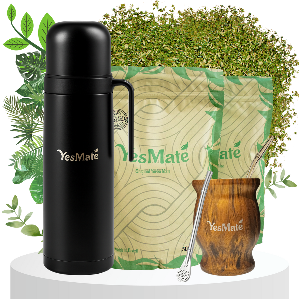 YesMate Ultimate Yerba Mate Kit (Gourd, Bombilla, Thermos & 2 x 500g Bags)