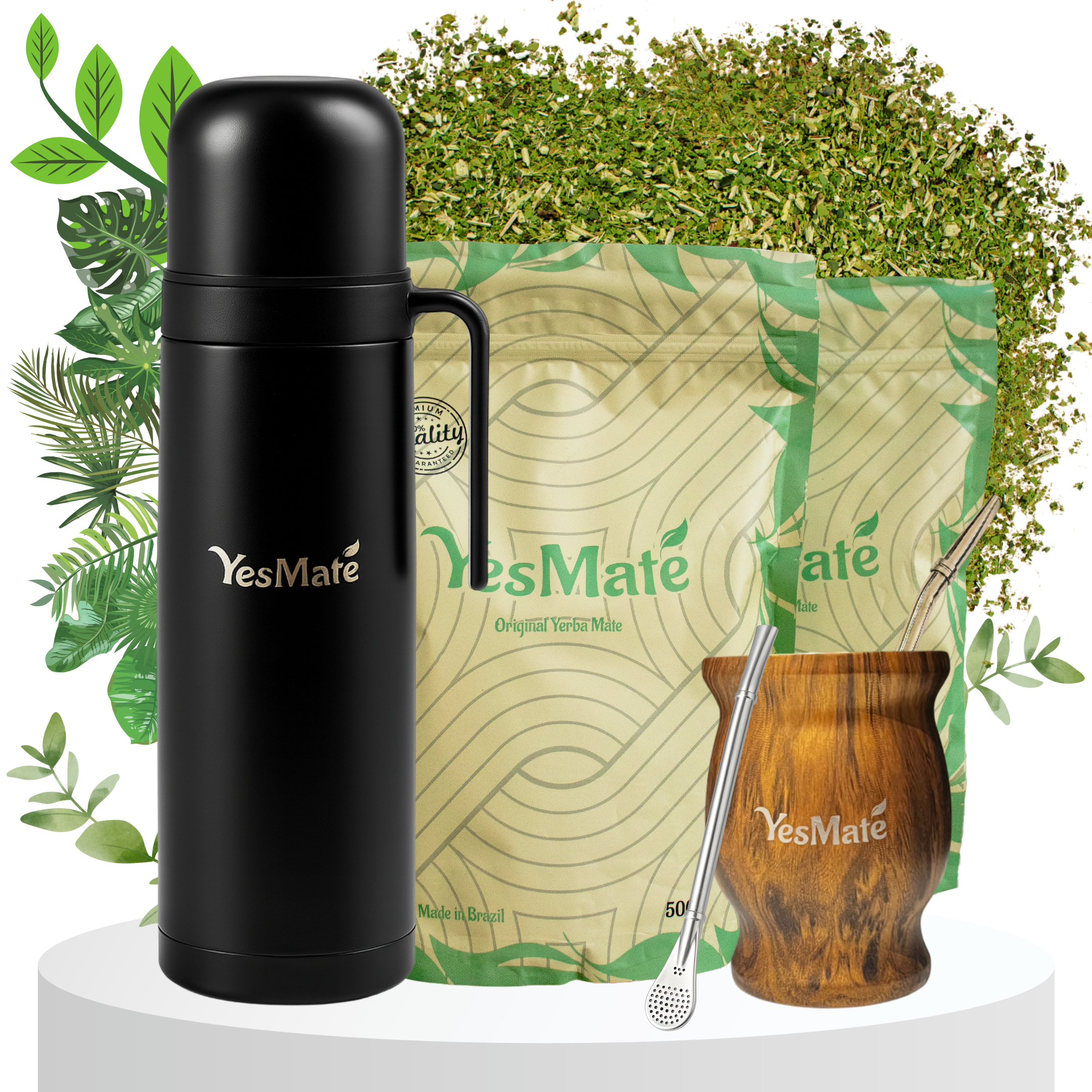 YesMate Ultimate Yerba Mate Kit (Gourd, Bombilla, Thermos & 2 x 500g Bags)