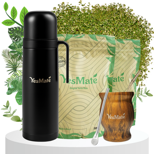 YesMate Ultimate Yerba Mate Kit (Gourd, Bombilla, Thermos & 2 x 500g Bags)