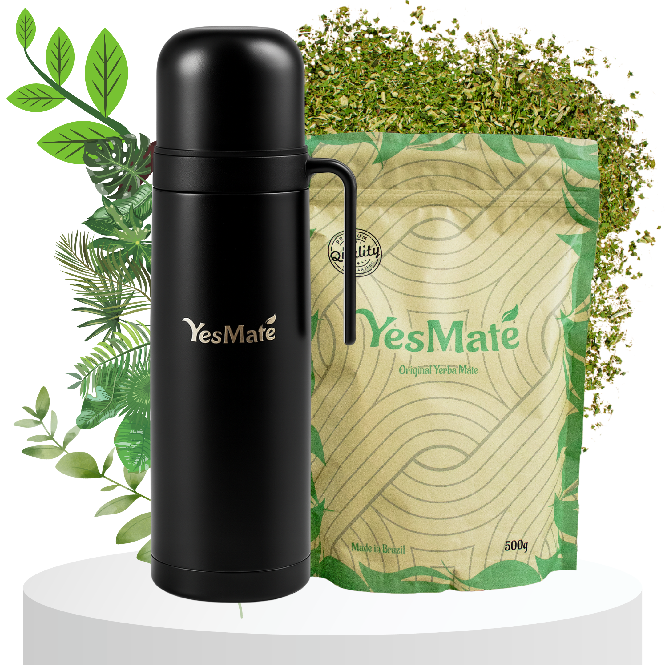 YesMate 1L Thermos Flask + 500g Yerba Mate